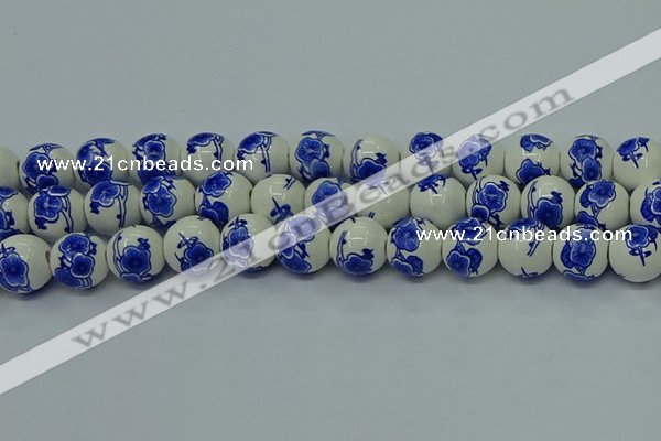 CPB544 15.5 inches 12mm round Painted porcelain beads