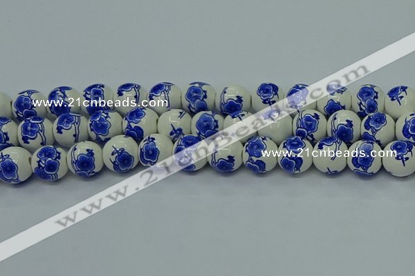 CPB545 15.5 inches 14mm round Painted porcelain beads