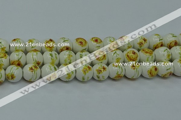 CPB561 15.5 inches 6mm round Painted porcelain beads