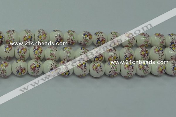 CPB573 15.5 inches 10mm round Painted porcelain beads