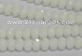 CPB58 15.5 inches 5*8mm faceted rondelle white porcelain beads