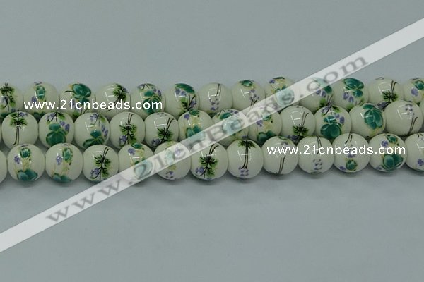 CPB581 15.5 inches 6mm round Painted porcelain beads