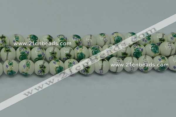 CPB582 15.5 inches 8mm round Painted porcelain beads