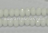 CPB59 15.5 inches 6*10mm faceted rondelle white porcelain beads