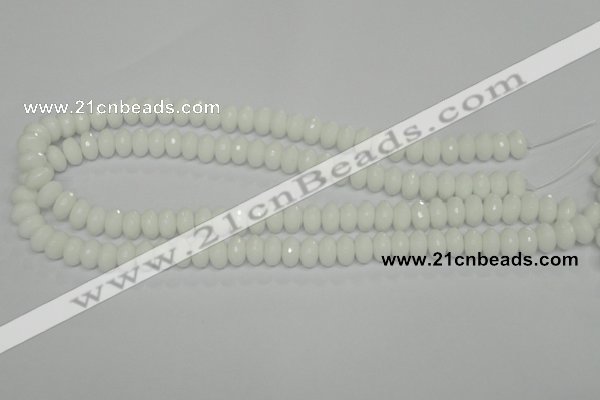 CPB59 15.5 inches 6*10mm faceted rondelle white porcelain beads