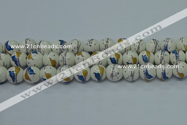 CPB593 15.5 inches 10mm round Painted porcelain beads