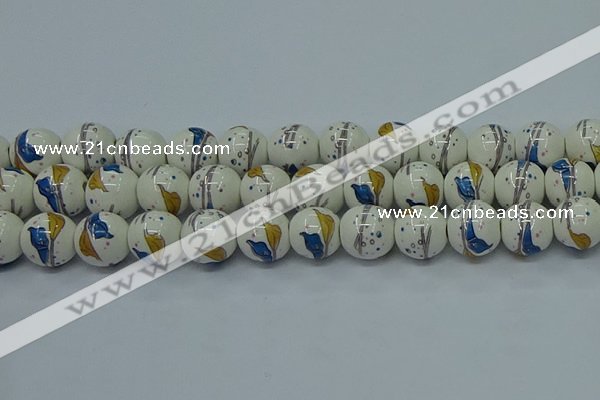 CPB594 15.5 inches 12mm round Painted porcelain beads