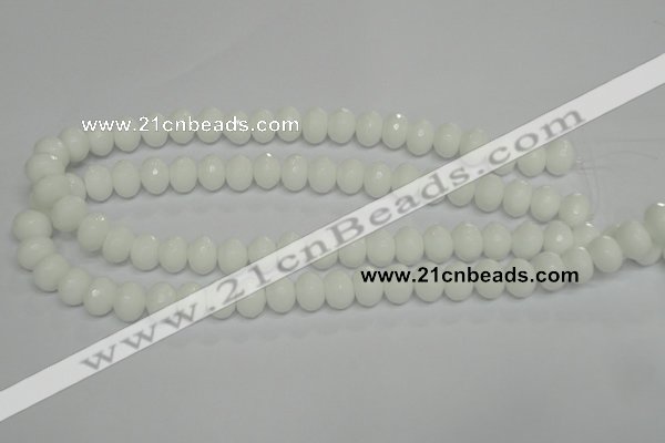 CPB60 15.5 inches 8*12mm faceted rondelle white porcelain beads