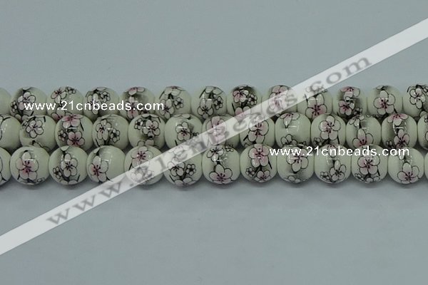 CPB601 15.5 inches 6mm round Painted porcelain beads