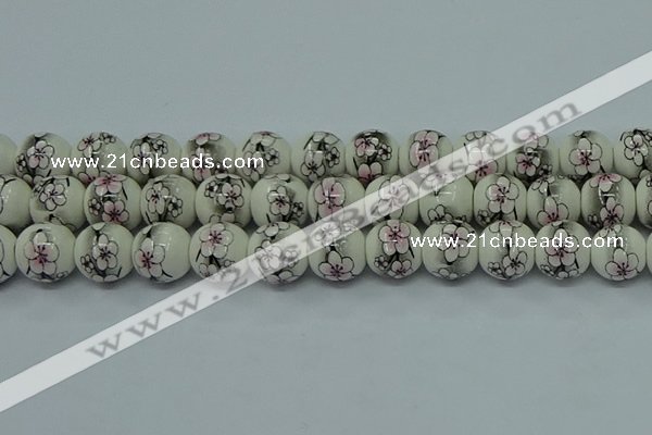 CPB602 15.5 inches 8mm round Painted porcelain beads