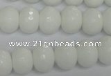 CPB61 15.5 inches 10*14mm faceted rondelle white porcelain beads