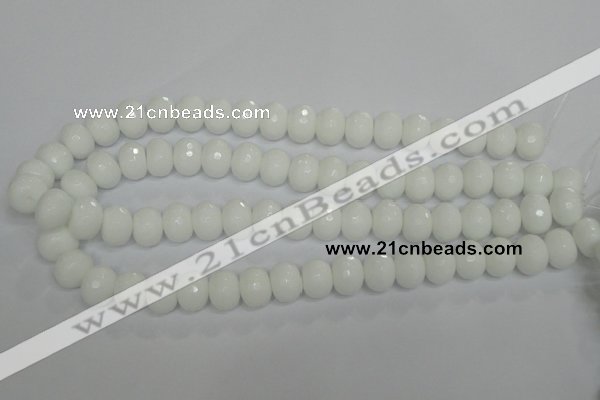 CPB61 15.5 inches 10*14mm faceted rondelle white porcelain beads