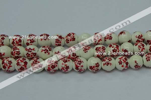 CPB611 15.5 inches 6mm round Painted porcelain beads