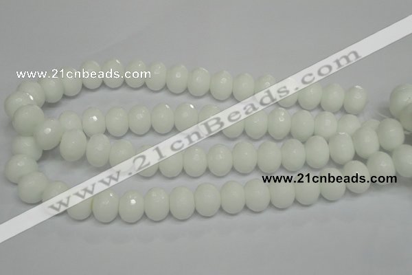 CPB62 15.5 inches 12*16mm faceted rondelle white porcelain beads