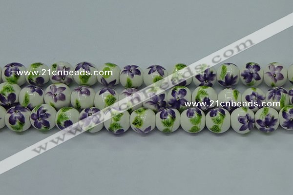 CPB624 15.5 inches 12mm round Painted porcelain beads