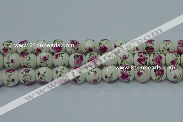 CPB632 15.5 inches 8mm round Painted porcelain beads