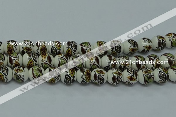 CPB641 15.5 inches 6mm round Painted porcelain beads