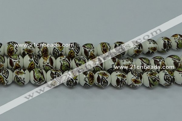 CPB643 15.5 inches 10mm round Painted porcelain beads