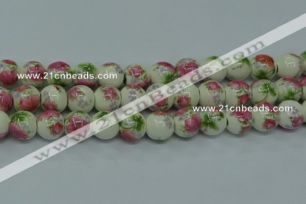 CPB651 15.5 inches 6mm round Painted porcelain beads