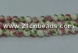 CPB654 15.5 inches 12mm round Painted porcelain beads