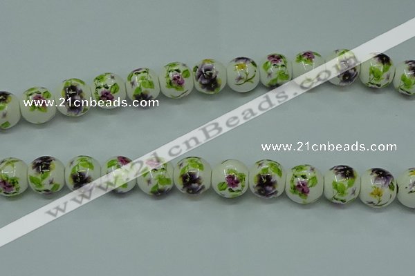 CPB661 15.5 inches 6mm round Painted porcelain beads