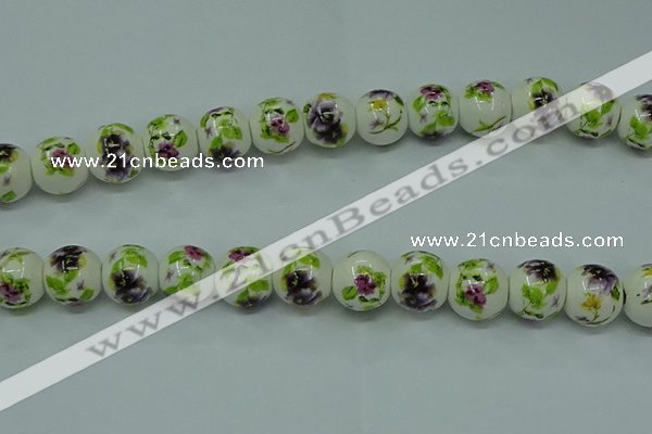 CPB665 15.5 inches 14mm round Painted porcelain beads