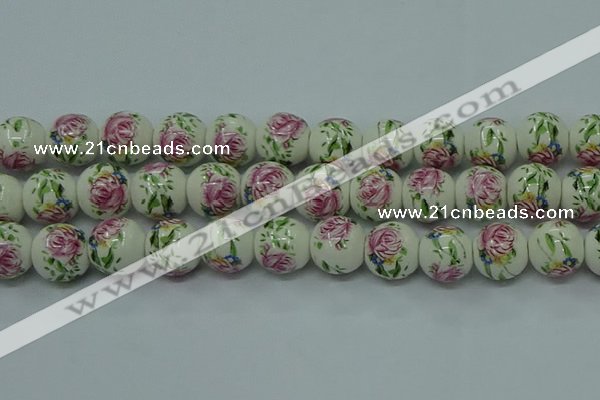 CPB681 15.5 inches 6mm round Painted porcelain beads