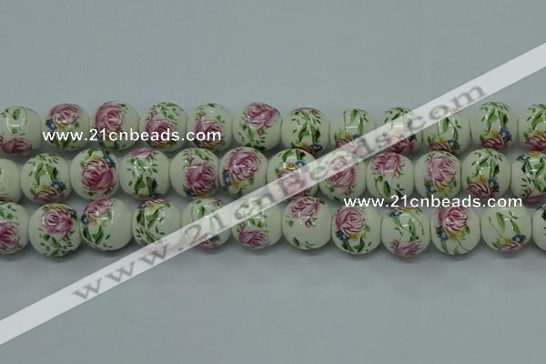 CPB685 15.5 inches 14mm round Painted porcelain beads