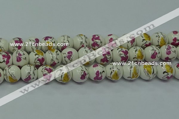 CPB693 15.5 inches 10mm round Painted porcelain beads