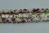 CPB701 15.5 inches 6mm round Painted porcelain beads