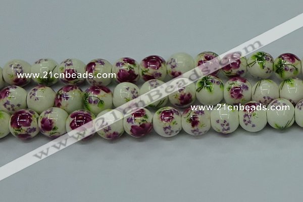 CPB703 15.5 inches 10mm round Painted porcelain beads