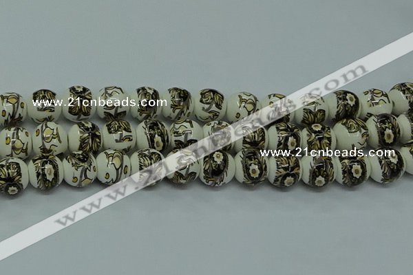 CPB712 15.5 inches 8mm round Painted porcelain beads