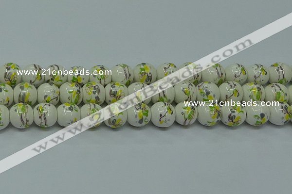 CPB723 15.5 inches 10mm round Painted porcelain beads