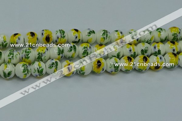 CPB731 15.5 inches 6mm round Painted porcelain beads