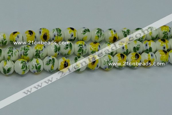 CPB732 15.5 inches 8mm round Painted porcelain beads