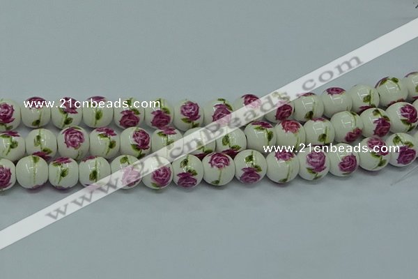 CPB741 15.5 inches 6mm round Painted porcelain beads