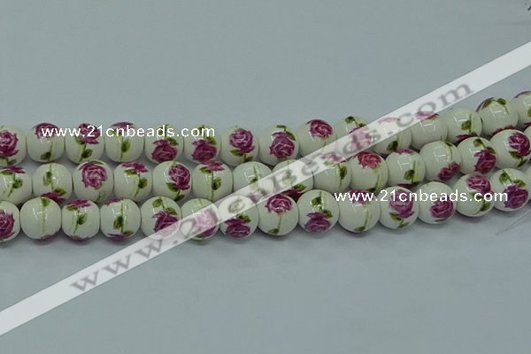 CPB742 15.5 inches 8mm round Painted porcelain beads