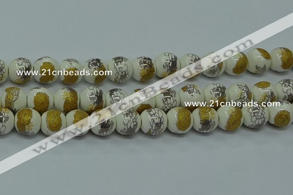 CPB751 15.5 inches 6mm round Painted porcelain beads