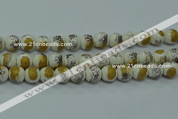 CPB752 15.5 inches 8mm round Painted porcelain beads