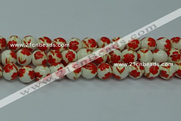 CPB761 15.5 inches 6mm round Painted porcelain beads