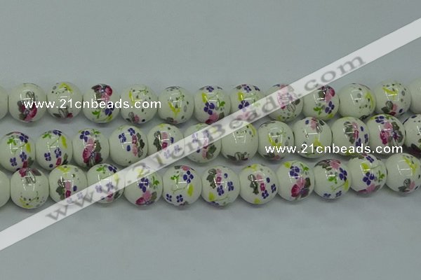 CPB771 15.5 inches 6mm round Painted porcelain beads