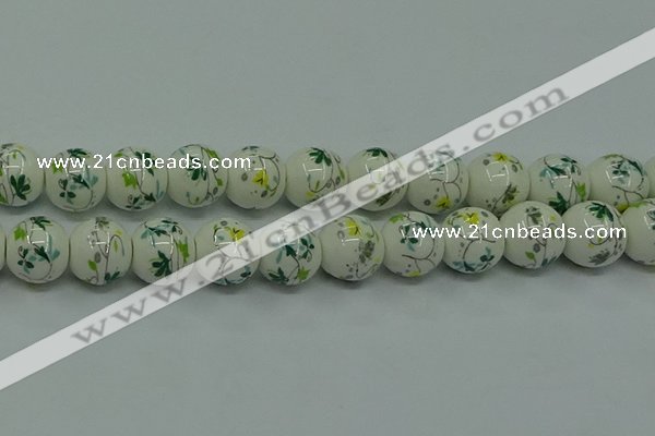 CPB783 15.5 inches 10mm round Painted porcelain beads