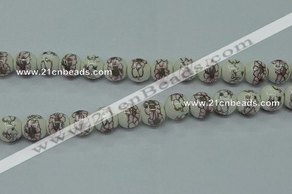 CPB791 15.5 inches 6mm round Painted porcelain beads