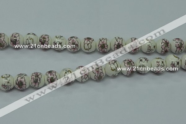 CPB792 15.5 inches 8mm round Painted porcelain beads