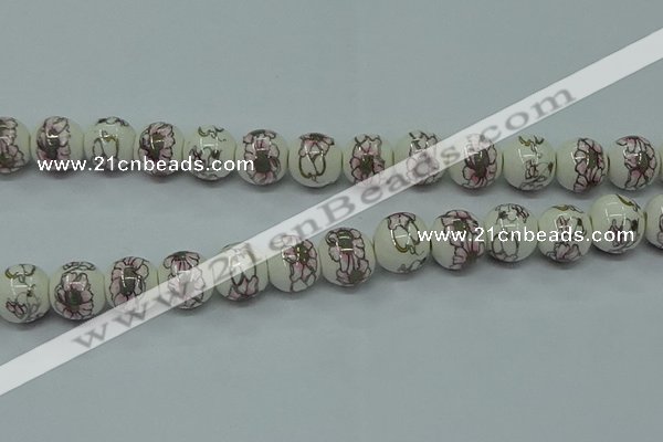 CPB794 15.5 inches 12mm round Painted porcelain beads