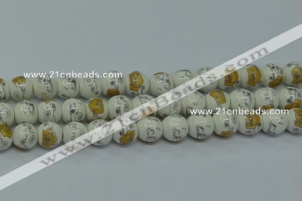 CPB802 15.5 inches 8mm round Painted porcelain beads