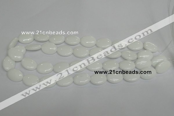 CPB88 15.5 inches 15*20mm oval white porcelain beads wholesale