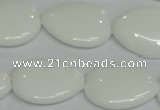 CPB92 15.5 inches 18*25mm flat teardrop white porcelain beads wholesale