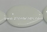 CPB94 15.5 inches 30*40mm flat teardrop white porcelain beads wholesale