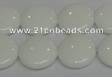 CPB98 15.5 inches 18mm flat round white porcelain beads wholesale